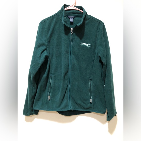 Lands’ End Fleece Jacket Zipper Green Women Size Medium Hiking Sports Outdoor - Picture 1 of 2
